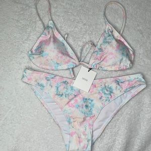 NWT Onia Bikini L Pastel White Tie Dye Triangle